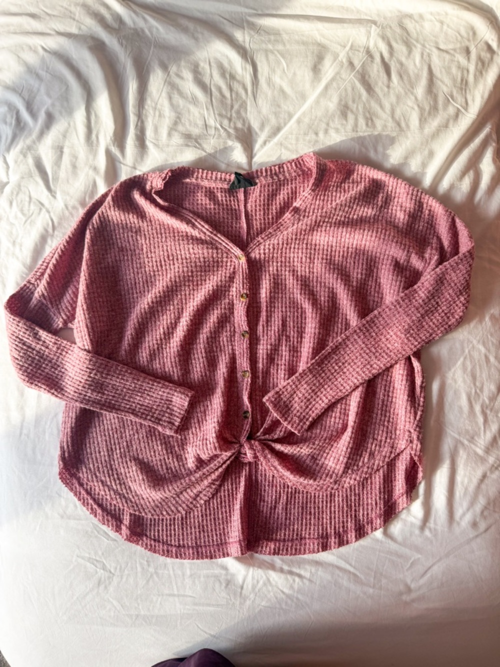 Urban Outfitters Out From Under Mauve Pink Jojo Waffle Knit Blouse Size XS